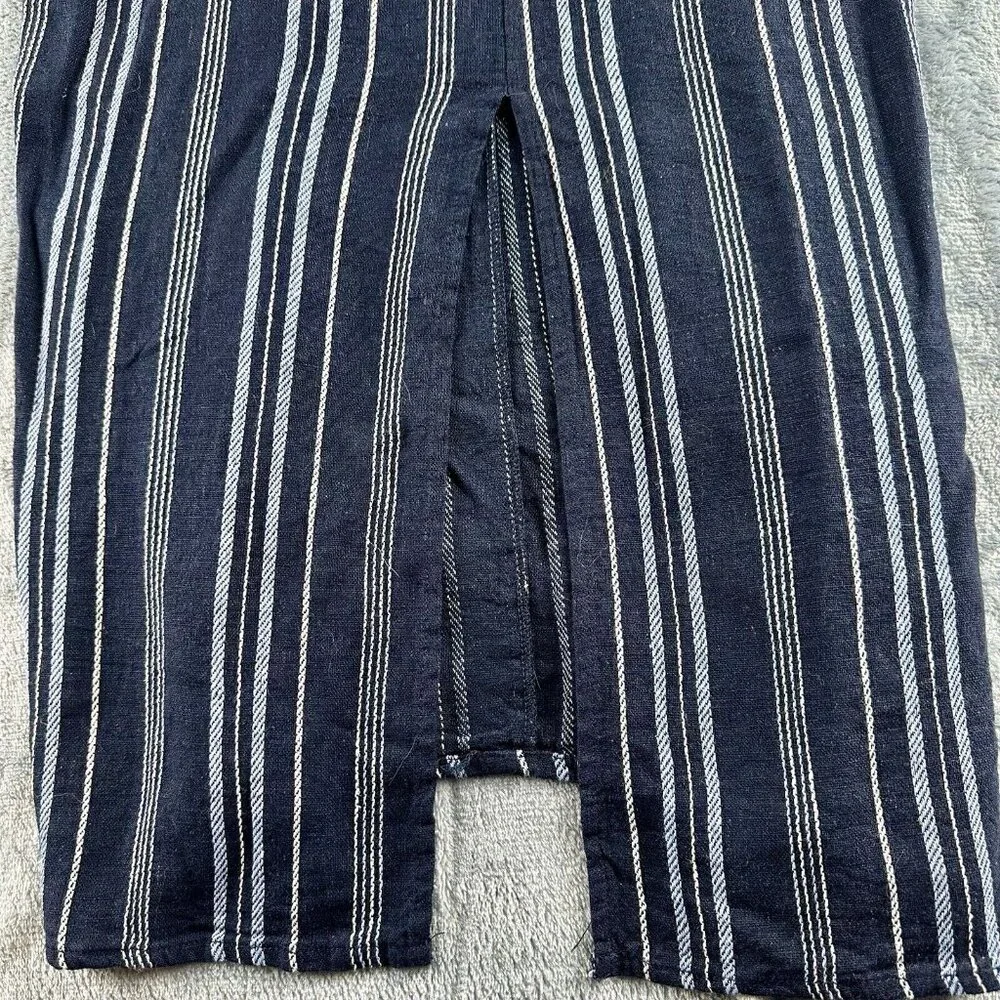 Ellen Tracy Tie Front Linen Blend Dress Size Small Navy White‎ Stripe $129 NWT